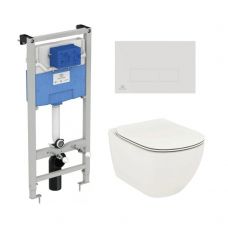 Комплект инсталляции с подвесным унитазом IDEAL STANDARD Prosys Tesi с сиденьем и кнопкой T3868V1/121AC Комплект инсталляции с подвесным унитазом IDEAL STANDARD Prosys Tesi с сиденьем и кнопкой T3868V1/121AC